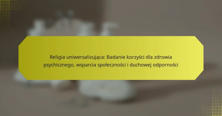 Religia uniwersalizująca: Badanie korzyści dla zdrowia psychicznego, wsparcia społeczności i duchowej odporności