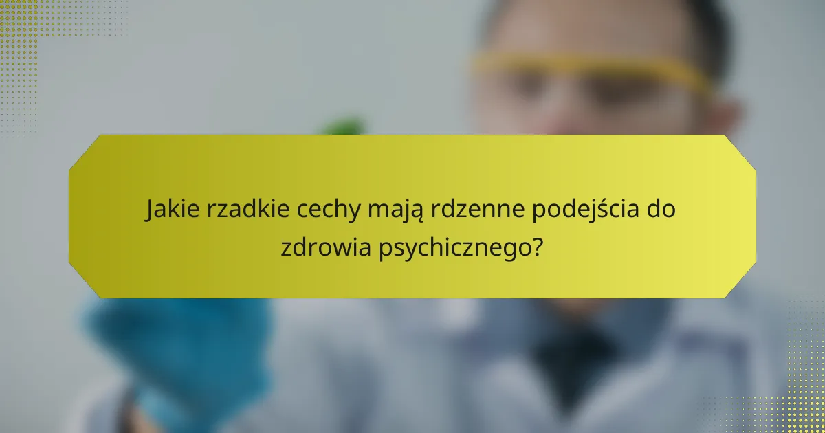 Jakie rzadkie cechy mają rdzenne podejścia do zdrowia psychicznego?