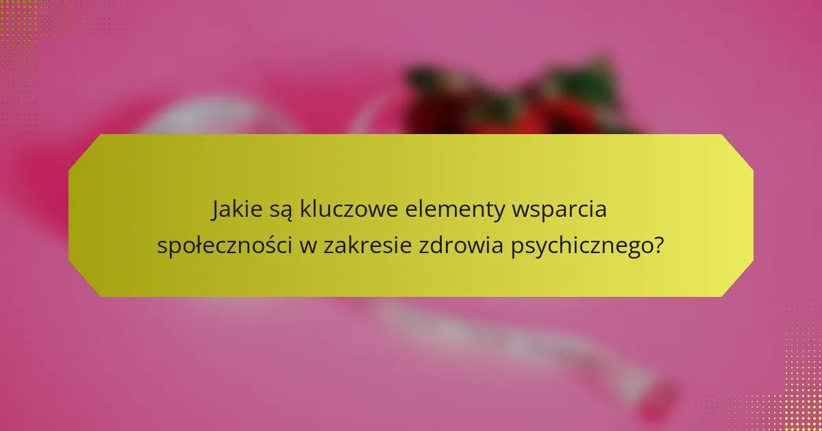 Jakie są kluczowe elementy wsparcia społeczności w zakresie zdrowia psychicznego?