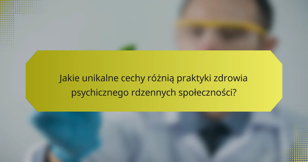 Jakie unikalne cechy różnią praktyki zdrowia psychicznego rdzennych społeczności?
