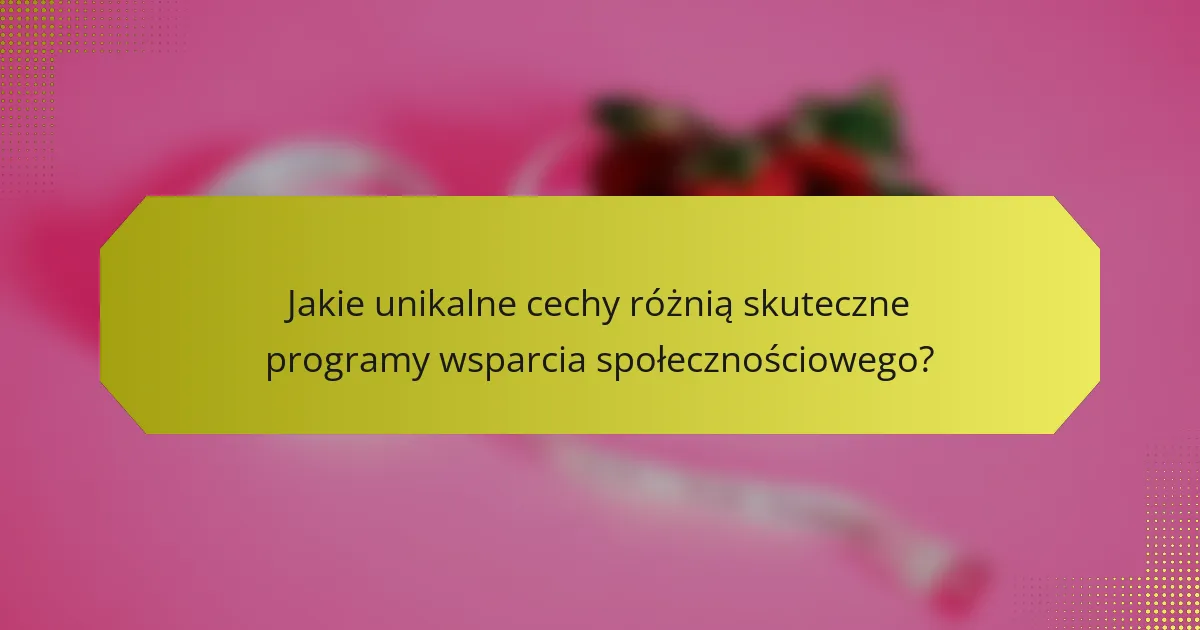 Jakie unikalne cechy różnią skuteczne programy wsparcia społecznościowego?