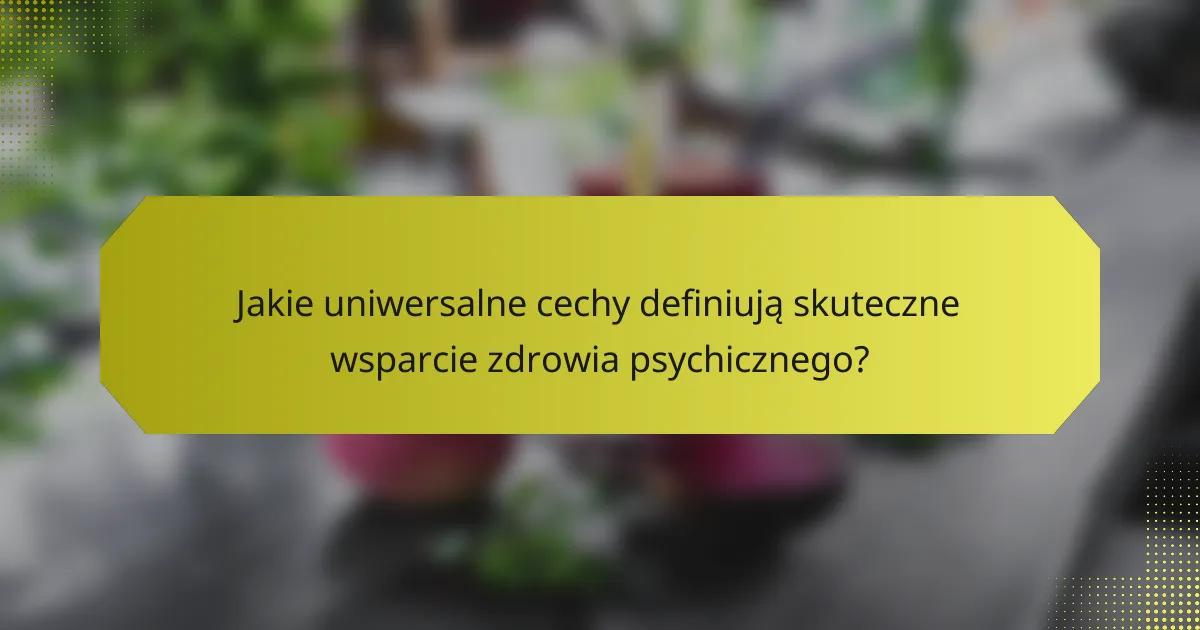 Jakie uniwersalne cechy definiują skuteczne wsparcie zdrowia psychicznego?