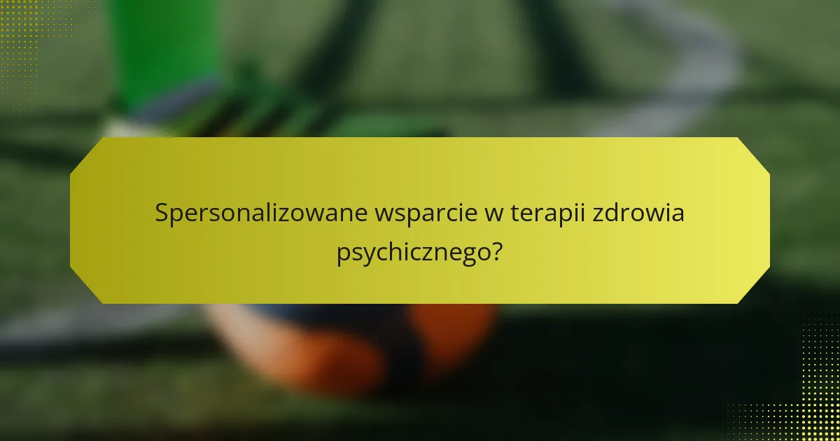 Spersonalizowane wsparcie w terapii zdrowia psychicznego?